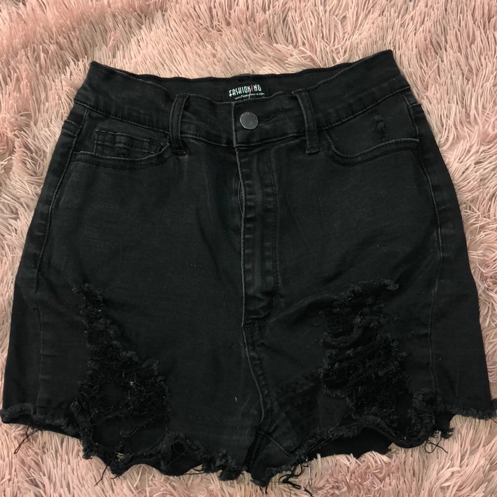 Black Distressed Shorts